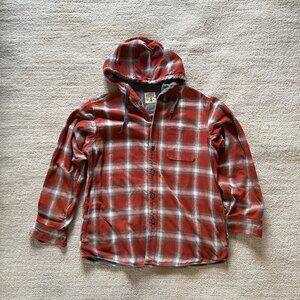 RedHead Cabela's Hooded Red White Flannel Lined Long Sleeve Shirt Mens Large